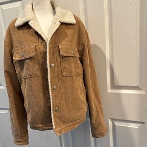 Women’s Urban Outfitters Tan Corduroy Jacket with Sherpa Lining